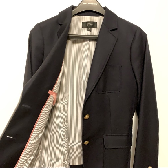 J. Crew Nautical Navy Blue Wool Blazer Size 6 (Like New) - Picture 3 of 4